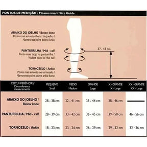 Meia 3/4 de Alta Compressão 20-30mmHg - Unissex, Sem Zíper