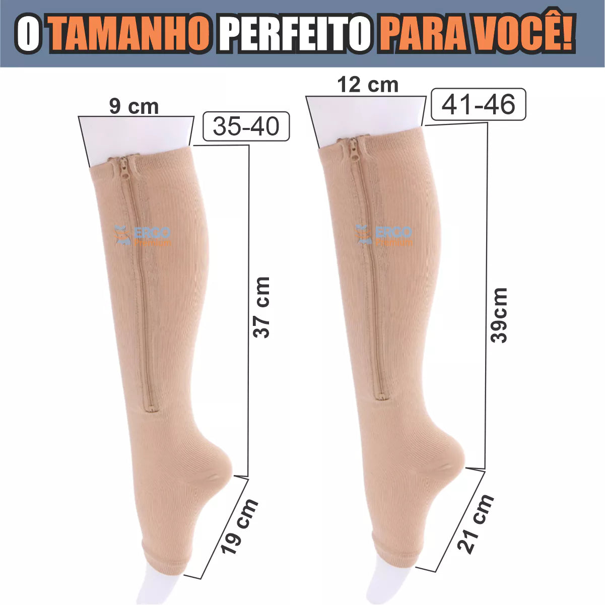 Meia Ortopédica de Alta Compressão – Sem Ponteira com Zíper Unissex