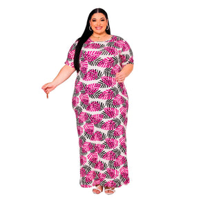 Vestido Longo Curve Curvy Plus Size com Fenda Estampado e Liso